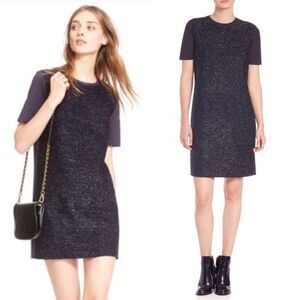 NWT. Tory Burch Metallic shift Dress dark blue